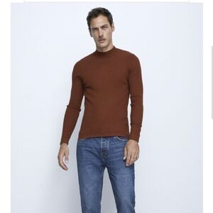 Zara Man Ribbed High Neck Sweater